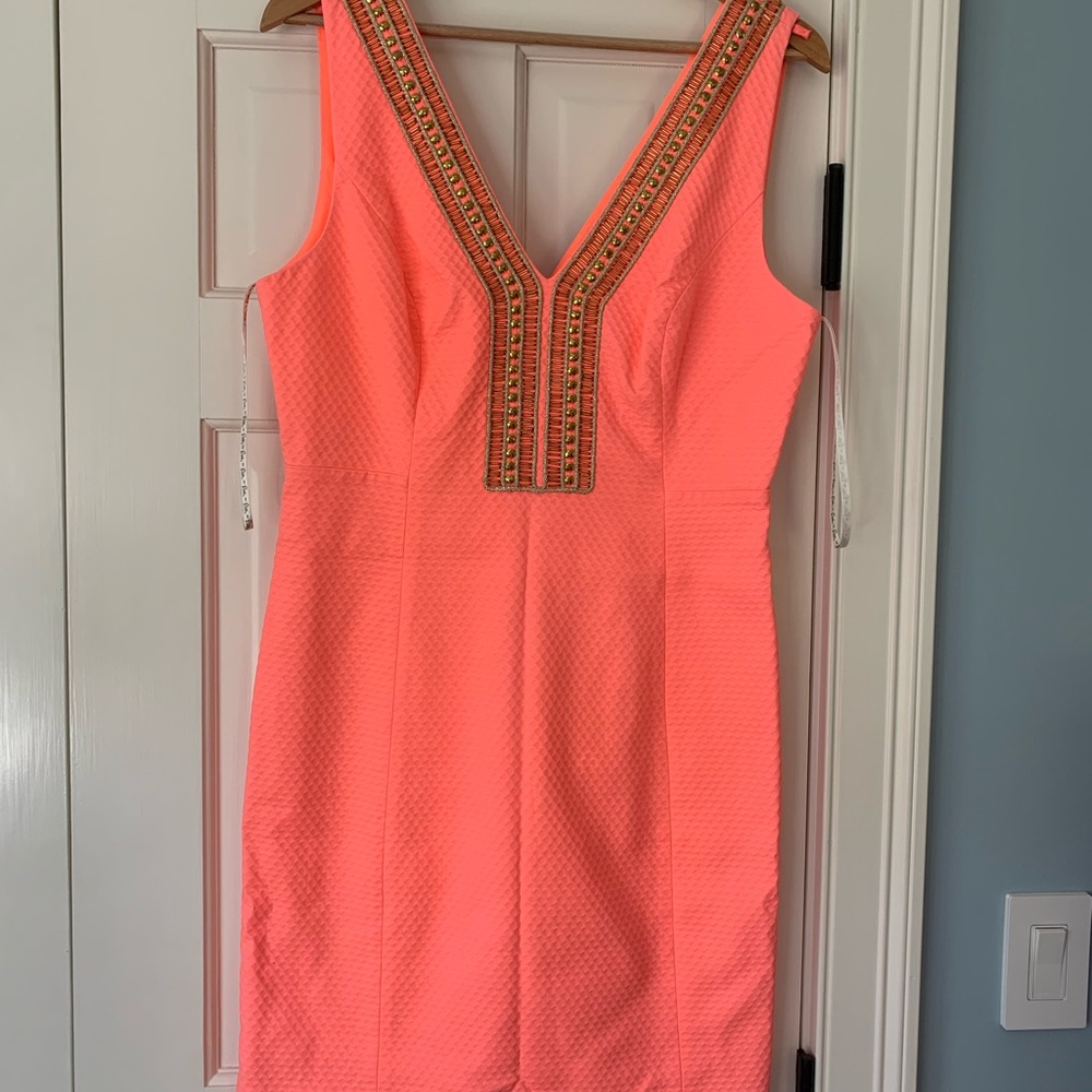 Beautiful Lilly Pulitzer Coral Elliott Shift Dress size 10 Great condition!!